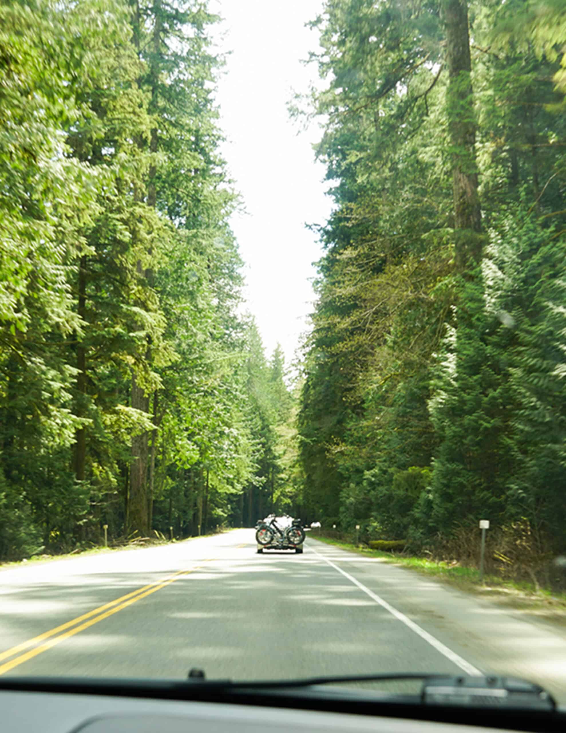 Car driving on a road on Vancouver Island